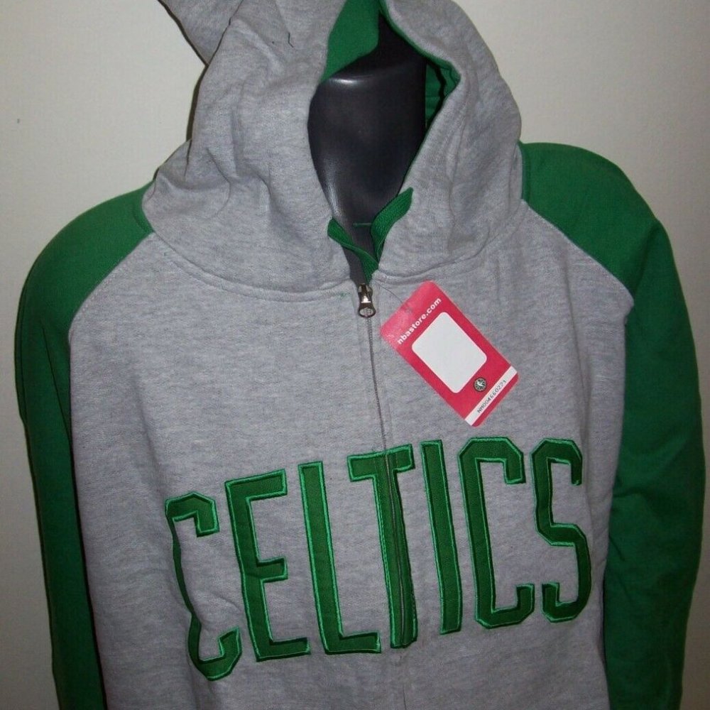 BOSTON CELTICS NBA Full Zip Hoody Sewn Letters & Celtics Patch G-III 4X